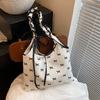 New Sweet and Cute Pleated Shoulder Bag Summer Small Fresh Polka Dot Bow Cloth Bag Commuter Bag Women