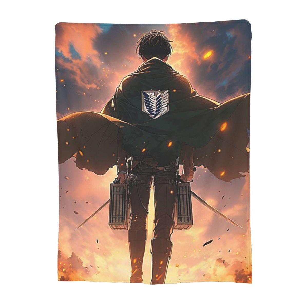 Levi Ackerman Blankets Soft Warm Flannel Throw Blanket Bedding for Bed Living room Picnic Travel Home Couch Size: 75*100cm, Weight: 230 GSM