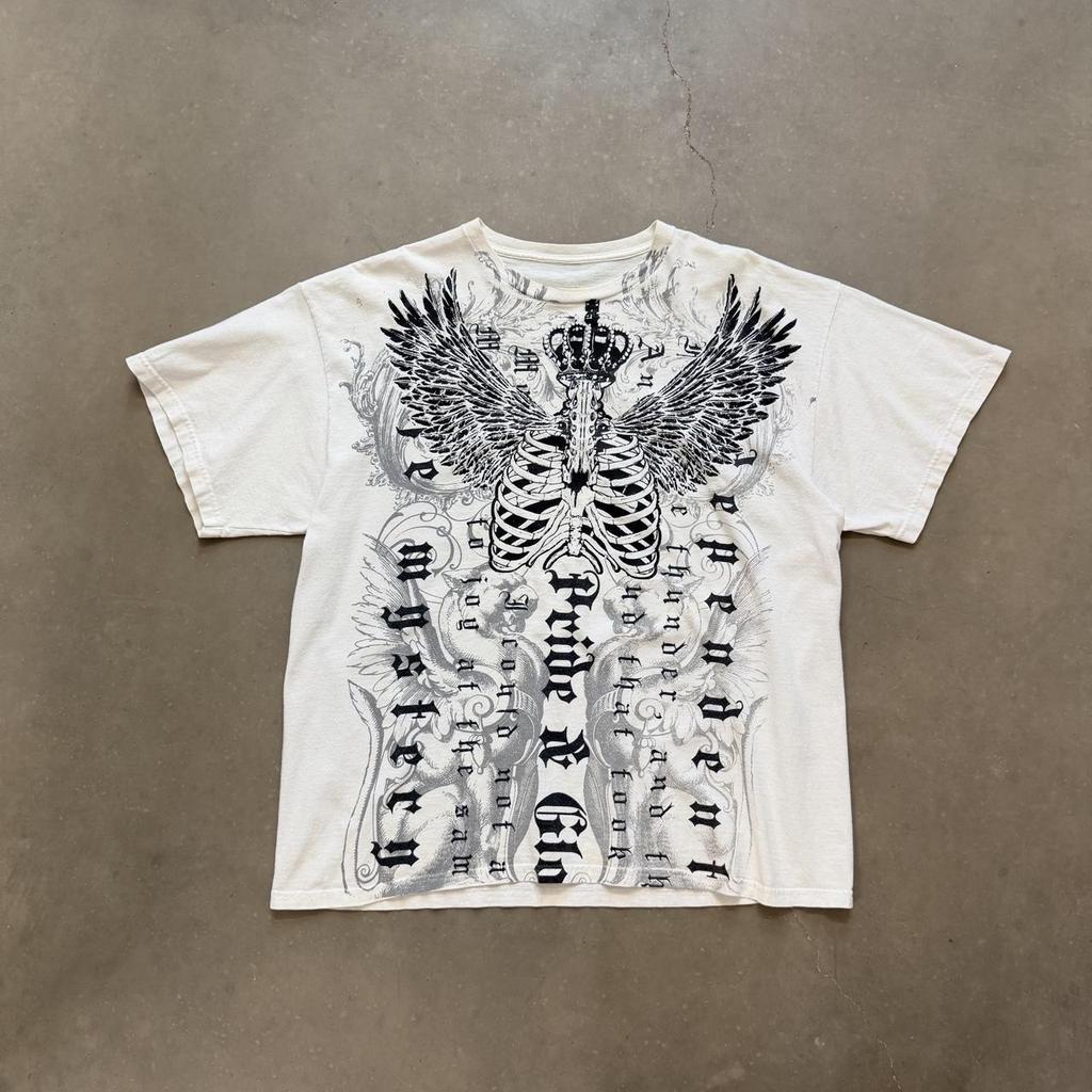 Classic Y2k Gothic Style High Street TShirt Print Oversized T Shirt Harajuku Round Neck Cotton Tops 2026 Summer Unisex Unisex Tops