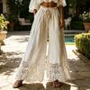 Women Pants Drawstring Adjustable Waistband High Waist Summer Pants Pure Color Loose Fit