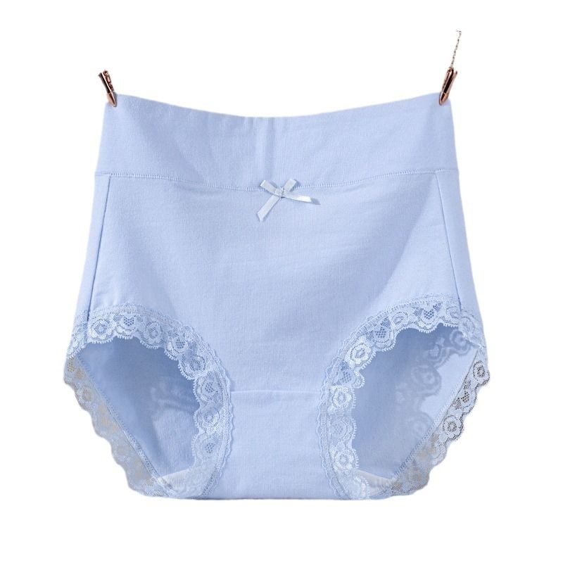 Lady Underpants High Waist Plus Slze Lace Trim Butt-covered Tummy Control Cotton Panties Seamless Comfort Daily Sport Briefs