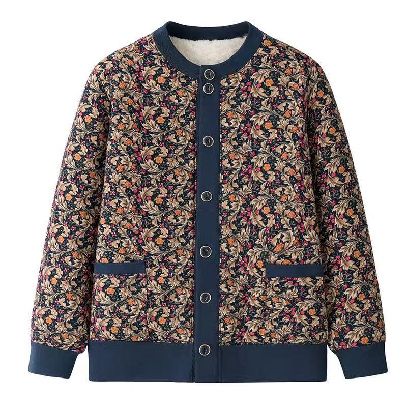 

Women s Plus Size Winter Fleece-Lined Coat for Middle-Aged and Elderly 5XL (suggested weight 150-165 jin) синій