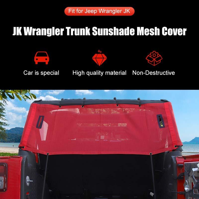 Car Rear Trunk Sunshade Mesh Sunscreen Cover for Jeep Wrangler JK 4-Door Version Exterior Accessories, UV Protection