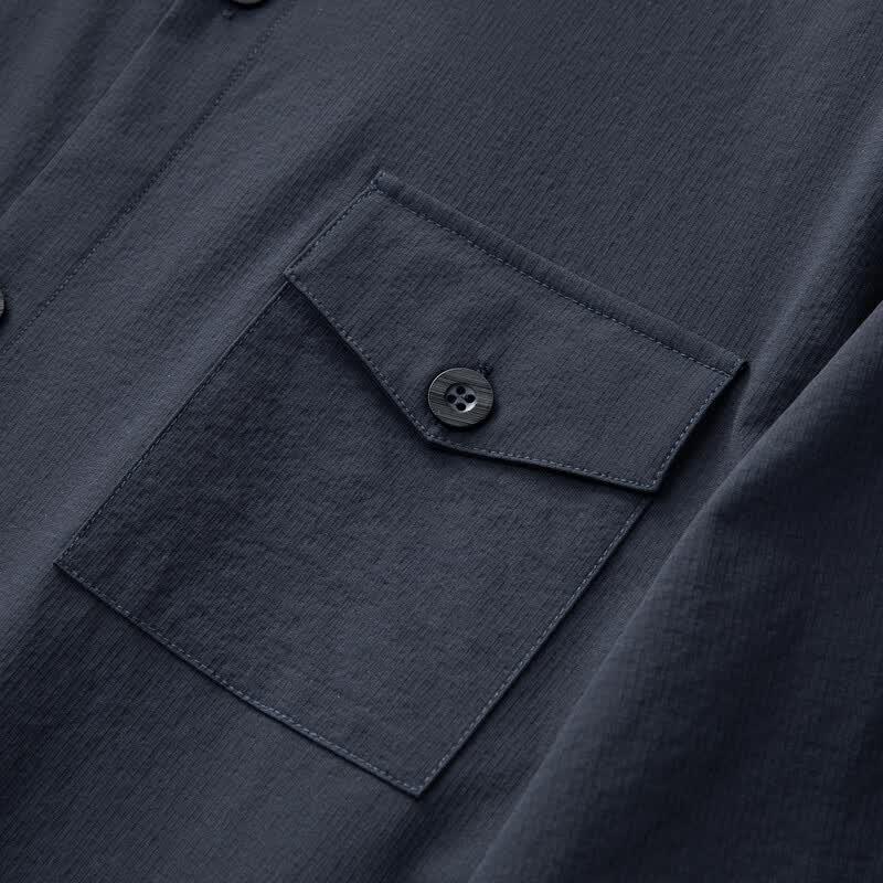 Men's Plus Size Stand-up Collar Short Sleeve Casual Shirt