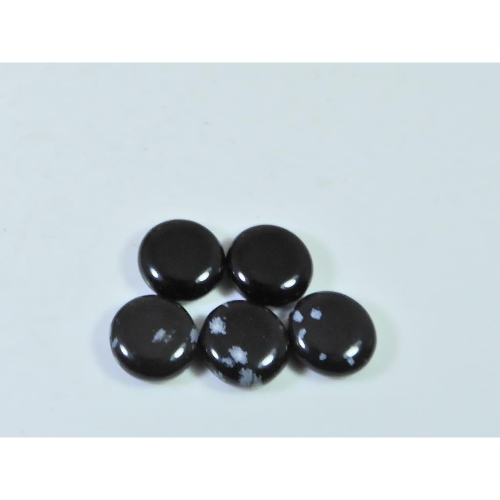 12X12MM Natural Snowflake Obsidian Round Cabochon Loose Gemstone 5Pcs Lot A-810