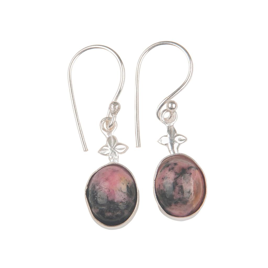 Black Rhodonite Gemstone 925 Sterling Silver Designer Jewelry Earrings For Gift EE-6-32