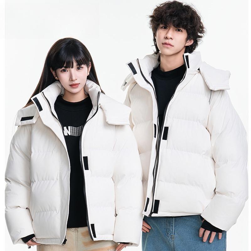 Bavlněné oblečení pro muže a ženy se stejným odstavcem Zimní zateplená teplá bavlněná bunda s kapucí Vodotěsná Volný pár Odstavec Bavlněná bunda Pánská