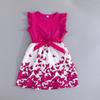 Girls' Sleeveless Butterfly Print Dress & Belt Set