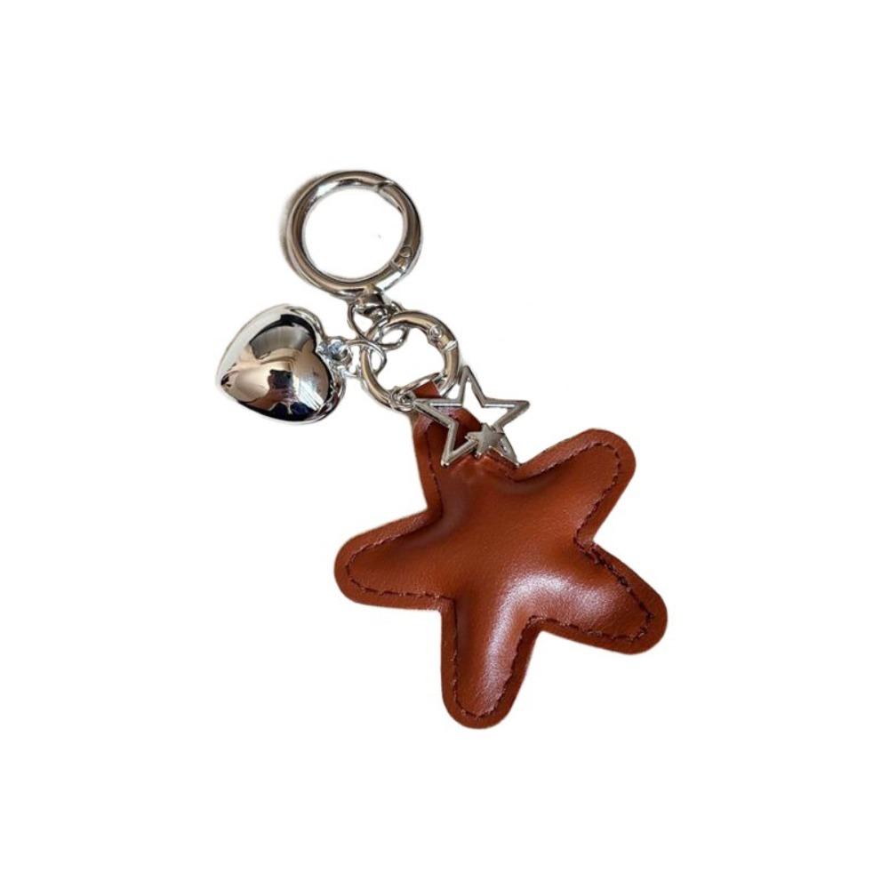 Heart Star Leather Keyring PU Colorful Pendant Charm Star Shape Keychain Bag Hanging