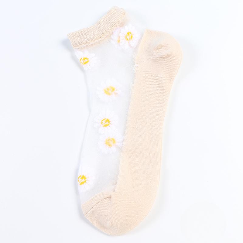 Ladies Spring and Summer New Fashion Leisure Glass Silk Boat Socks