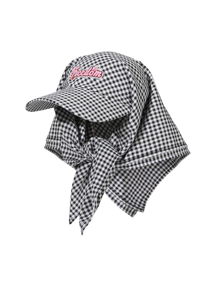 Personalized checkered headscarf hat niche spring and summer light and thin sunscreen cap hip hop street fashion embroidery baseball cap