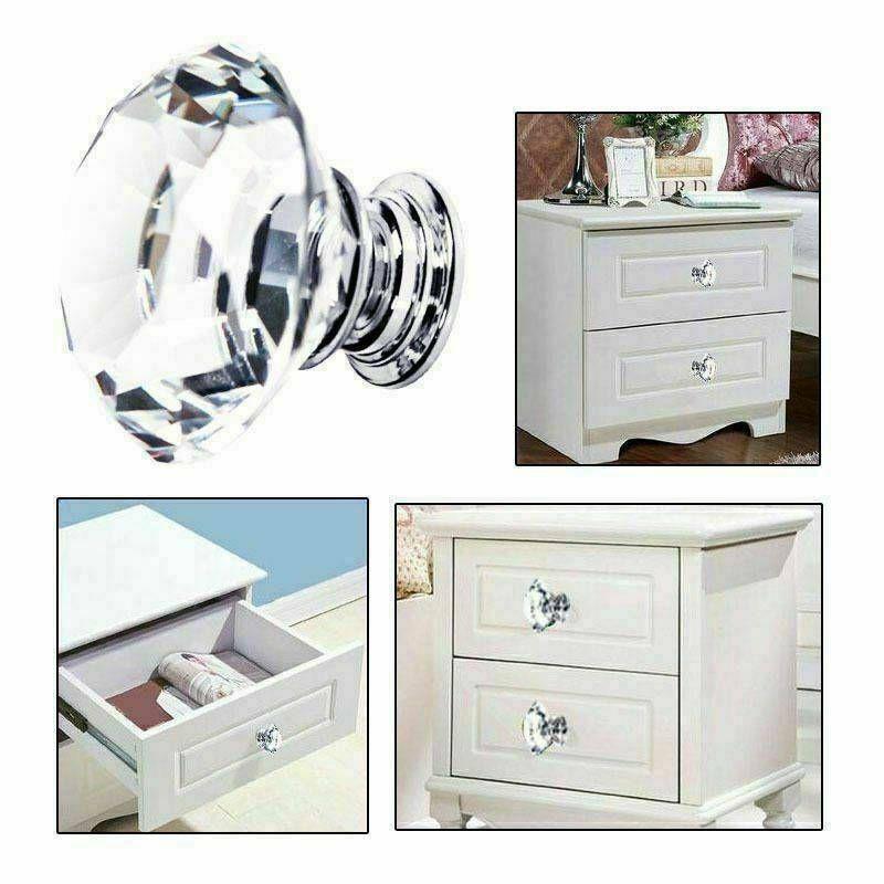Luxurious 30mm Clear Crystal Drawer Knob For Cupboards And Wardrobes 1 Piece