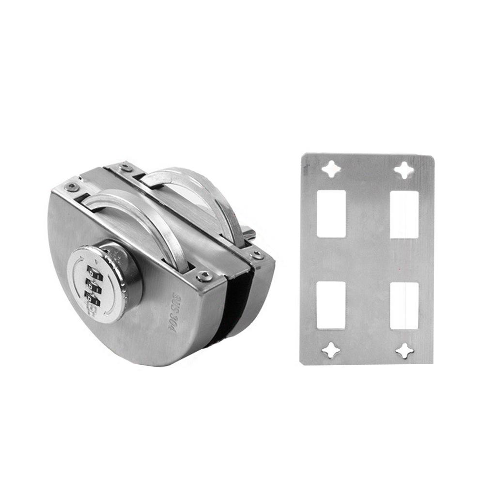 No Drill Glass Door Lock Stainless Steel Glass Cabinet Door Password Locks Keyless Glass Door Latch Easy to Install