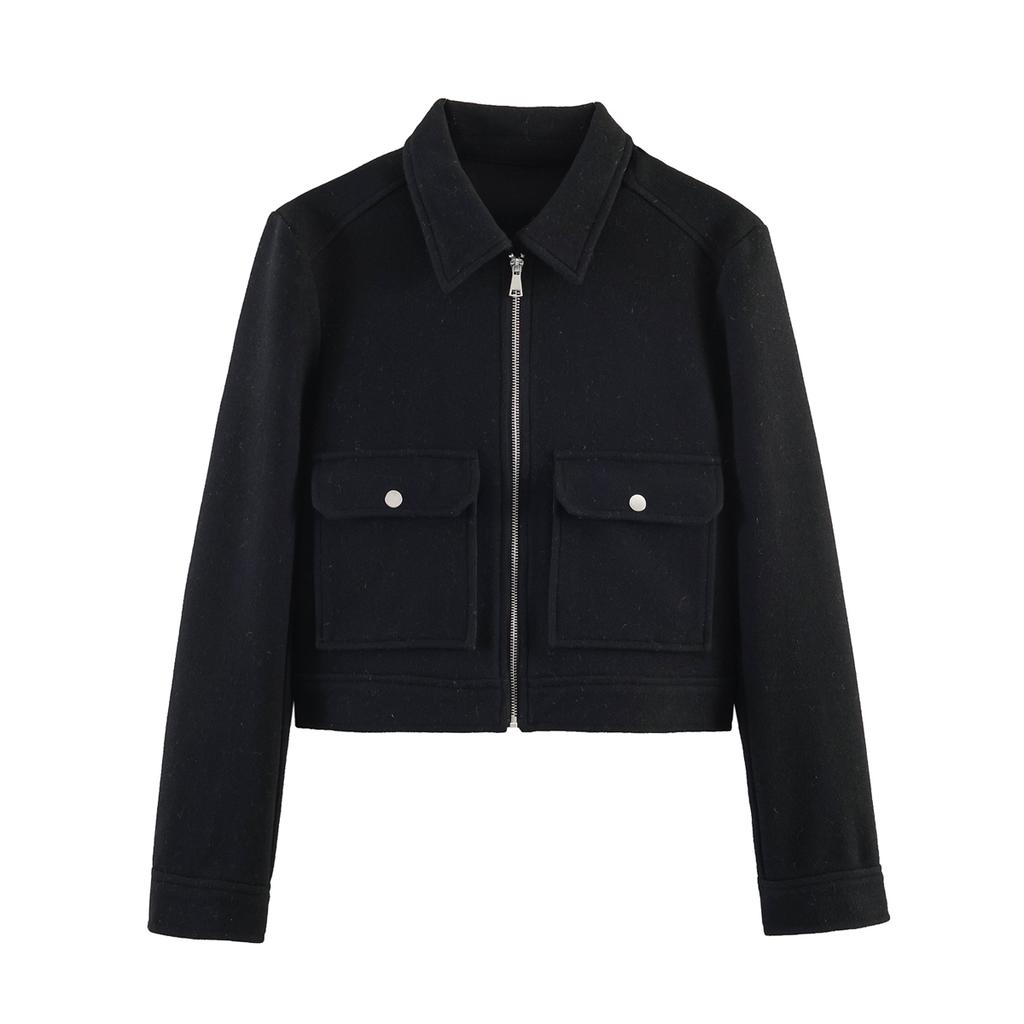 Women's Zipper Jacket Coat New Winter Long Sleeve Pocket Outerwear Coat Short Street Elegant Women's Jacket