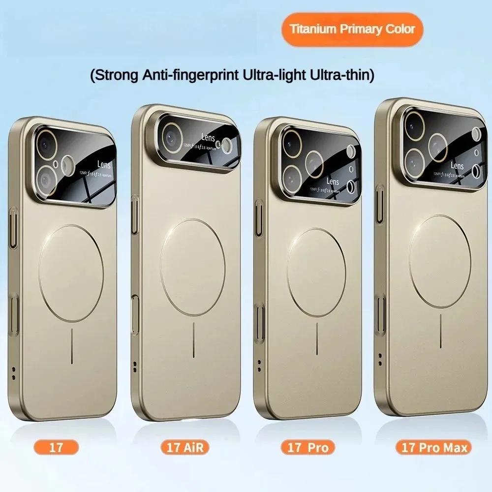 Magnetic Wireless Charging Colorful Case for iPhone 17 16 15 14 13 Pro Max Plus 17Air Skin Feel Large Window Lens Protect Cover