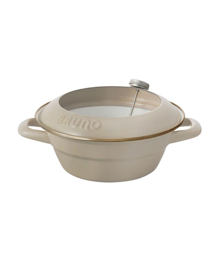 BRUNO Enamel Tempura Pot, 20cm, Compatible with Induction Cooking, Direct Heat, and Gas, Collaborated with Fuji Enamel, Ideal for Camping and