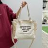 Women Canvas Tote Bag Large Capacity Shoulder Crossbody Bag Casual Letter Print Handbag Rope Handle Shopping Travel Tote