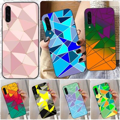 Geometric Abstract Crystal Phone Case For Samsung A91 A81 A73 A72 A71 A30S A20 A12 A13 A52 A53 4G 5G Soft Black Phone Cover