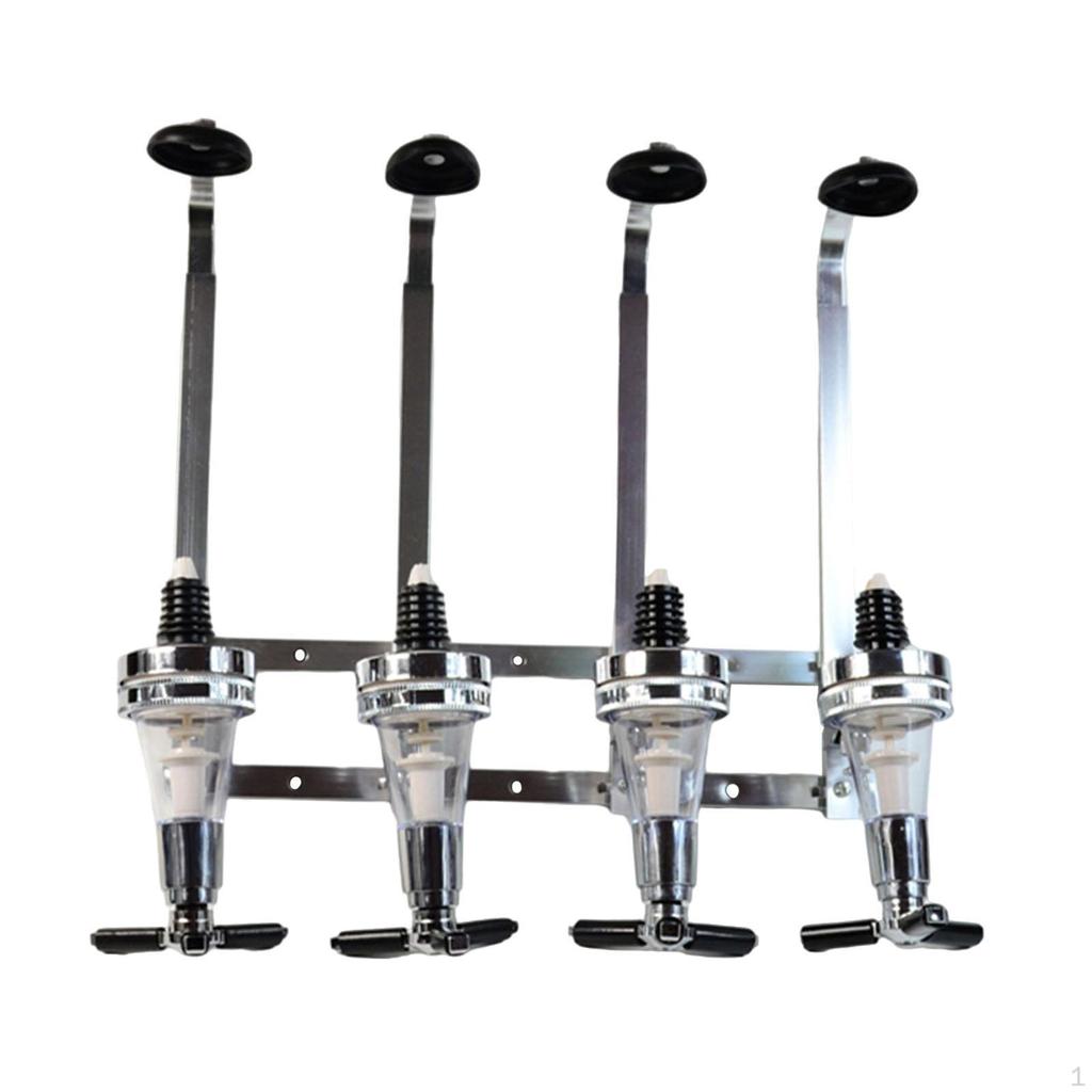 4 Bottle Optic Wall Mount Stand Dispenser Mounted Alcohol Revolving Nozzle Drinkware