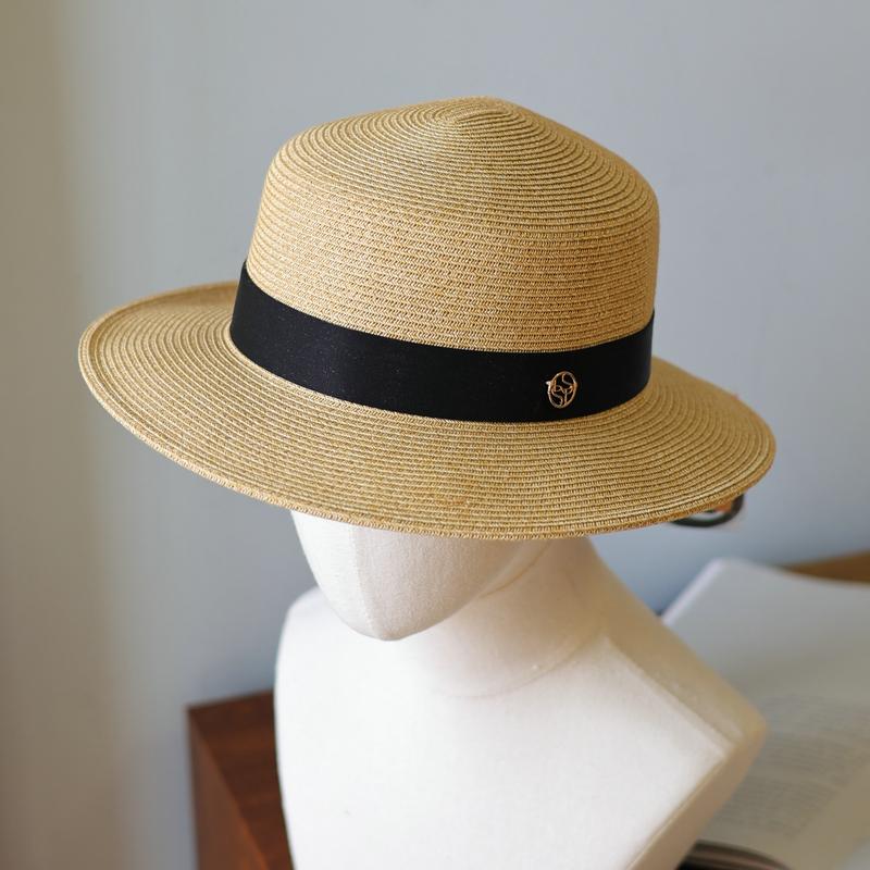 Design M standard flat top flat edge hat women's spring summer sunscreen sunshade retro hat fashion travel straw hat