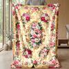 Elegant Rose Floral Design Theme Blanket Lightweight Warm Flannel Blanket Decorative Throw Blanket for Home Decoration
