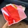 Simulated silk women's small square scarf, Korean cashew nut leopard print small silk scarf, headscarf, four-season scarf, professional scarf.