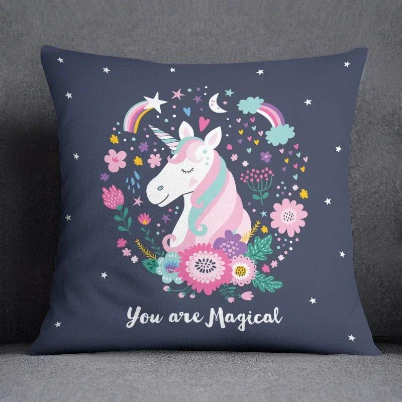 Cartoon Pink Unicorn Collection Pillow Gift Home Office Decor  Bedroom Sofa Car Cushion Cover Case