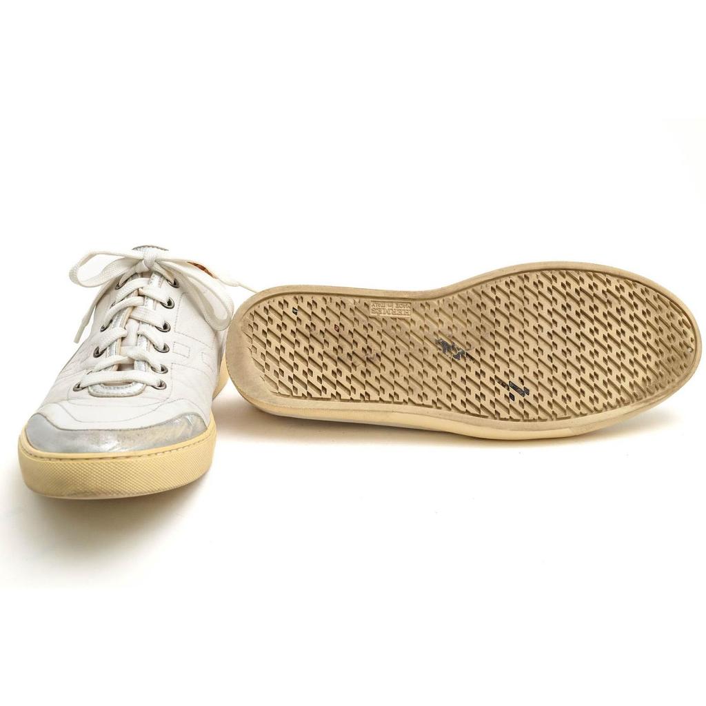 Used HERMES Shoes Sneakers Shoes Low Cut Men's Men's Leather Genuine Leather White White