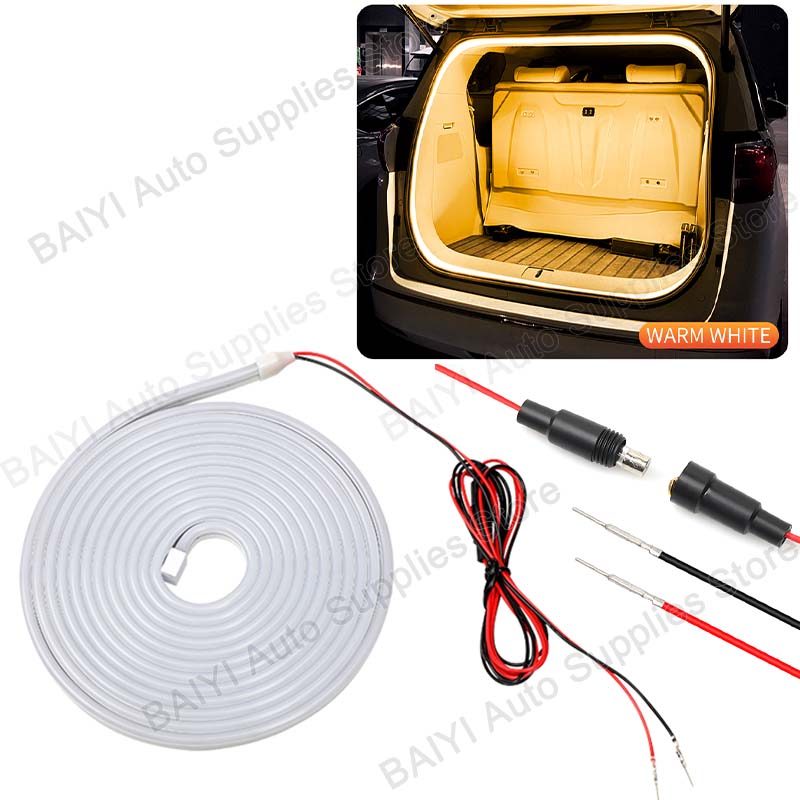 4M/2M Dynamic Flowing Car Trunk Light Strip Automatic On/Off Scanning Lamp Flexible Waterproof Light Strip Hidden Installation 200cm теплый белый