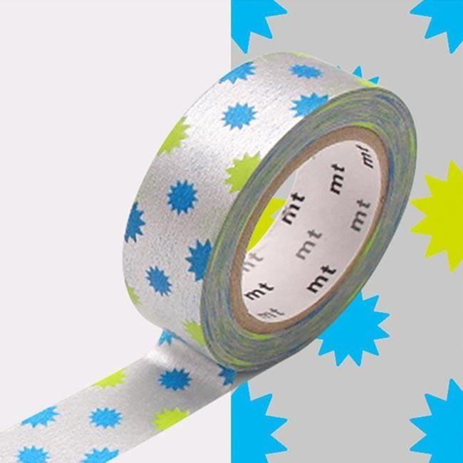 Masking tape - MT - Motif soleils argent - Adhésif repositionnable - Papier washi - Mixte