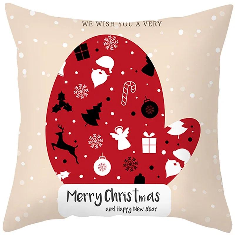 Merry Christmas Cushion Cover Santa Claus Elk Pillow Cover Living Room Sofa Home Room Decorations