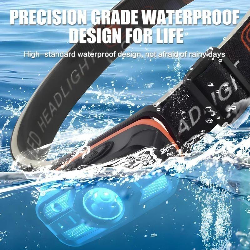 USB Oppladbar LED Hodelykt Bærbart Lys med Innebygd Batteri 6 Lysmoduser Fiske Hodelykt Utendørs Camping Lanterne