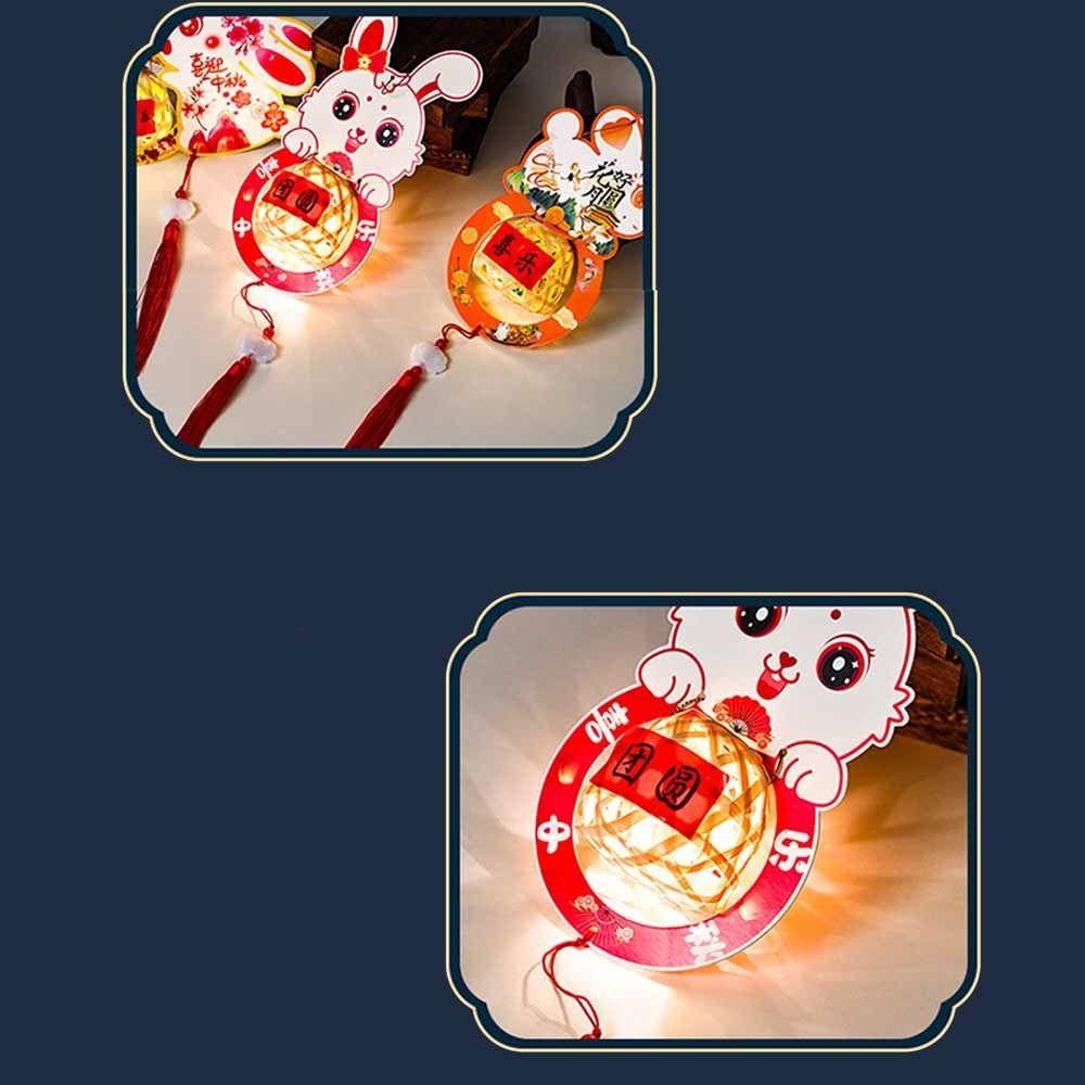 Rabbit Children DIY Lantern Material Kit 3D Ancient Style Handheld Lantern  Decoration