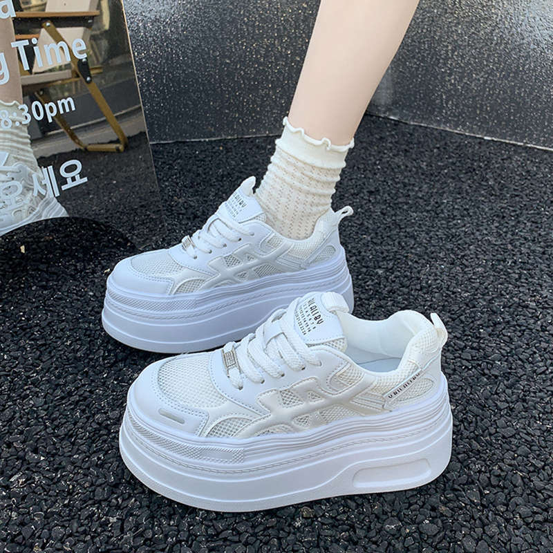 Thick-soled mesh women's summer new hollow breathable dad shoes casual board shoes soft-soled muffin shoes