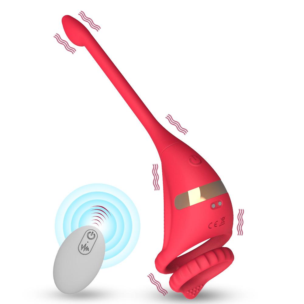 APP Controllo remoto Doppio anello Doppio shock Chiusura Cum Ring Plug anale Coppia vibratore Giocattoli del sesso Anello del pene remoto Prodotti per adulti