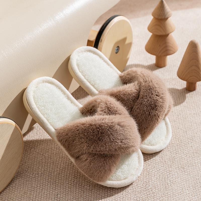 Children s Cotton Slippers, Winter Girls Soft Fuzzy Slippers, Home-use Anti-slip Shoes 24-25
