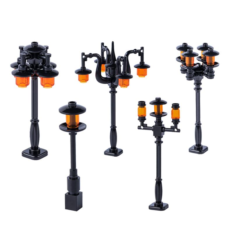 MOC DIY Accessori Parti Piastra Scena Città Blocchi da Costruzione Tronco d'Albero Recinzione Ringhiera Lampione Stradale Semaforo Base Giocattolo A037