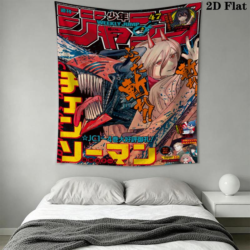 Chainsaw Man Wall Tapestry Aesthetic Wall Hanging Printed Fabric Blanket Decorative Tapestries for Bedroom Living Room Home Decor