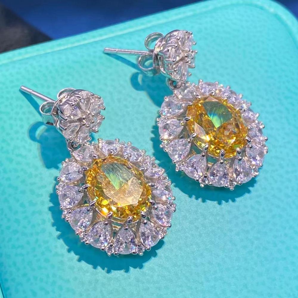 

Стерлингового серебра 925 пробы, измельченный лед, сияющая огранка, 8*10 мм, аметист, муассанит, драгоценный камень, свадебные серьги-капли, ювелирные украшения белого золота