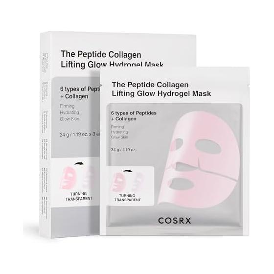 COSRX Гидрогелевая маска-патч The Peptide Collagen Pack Маска-патч Упаковка из 3 штук Упругость Сияние Сияние Увлажнение Увлажнение Лифтинг Коллагеновая маска Гелевая маска Протестировано на людях