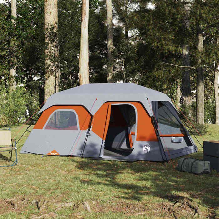 Tente familiale - vidaXL - 9 personnes - Imperméable - Système de dégagement rapide - Gris