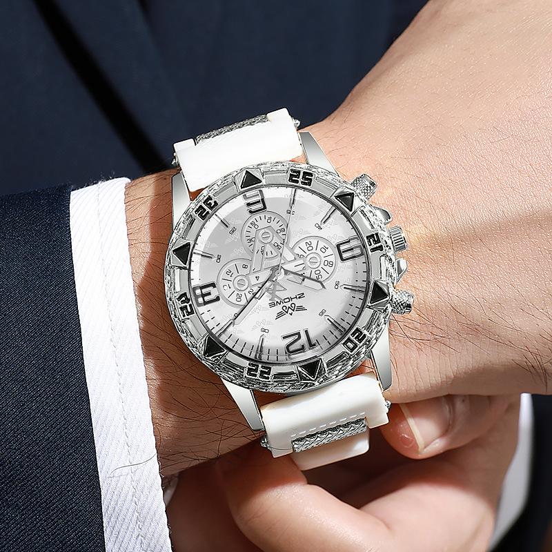 Mode Herrenuhr Silikonarmband Großes Zifferblatt Herren Quarzuhren Sportuhr