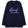 Astral Projection Punk Lettering Oversized Long Sleeve T-Shirt_Navy