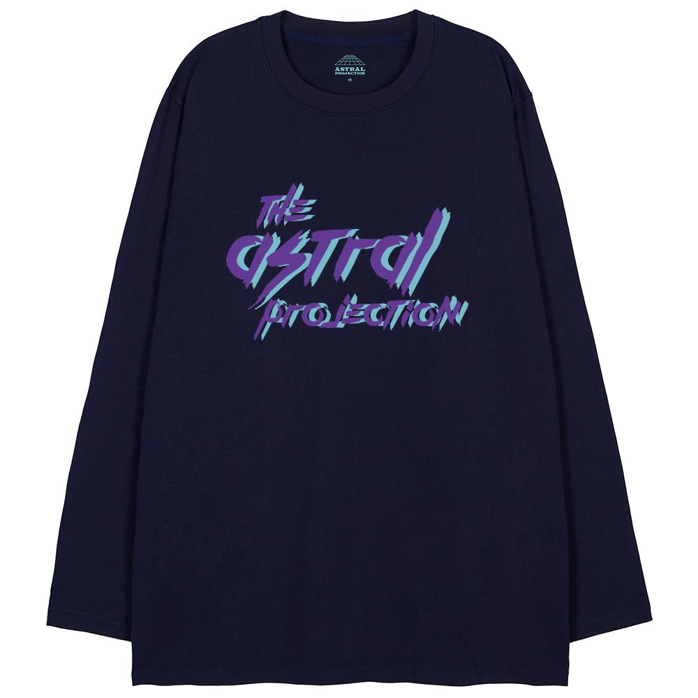 Astral Projection Punk Lettering Oversized Long Sleeve T-Shirt_Navy L