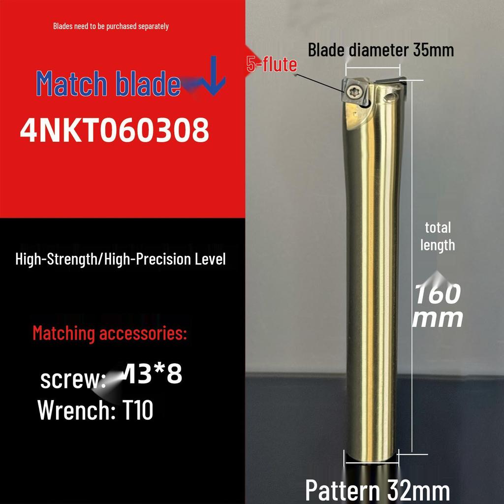 Shock-Resistant Fast Feed Milling Cutter Holder with Double-Sided Exn03R Toshiba lnmu0303 Insert for 4NTE90 Roughing.