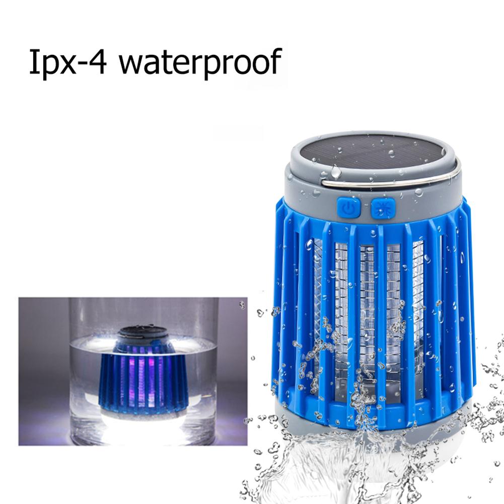 Solar Powered Shock Mosquito Killer USB Charging Fly Swatter Zapper 4 Lighting Modes Light Last Up To 20H for Home Office