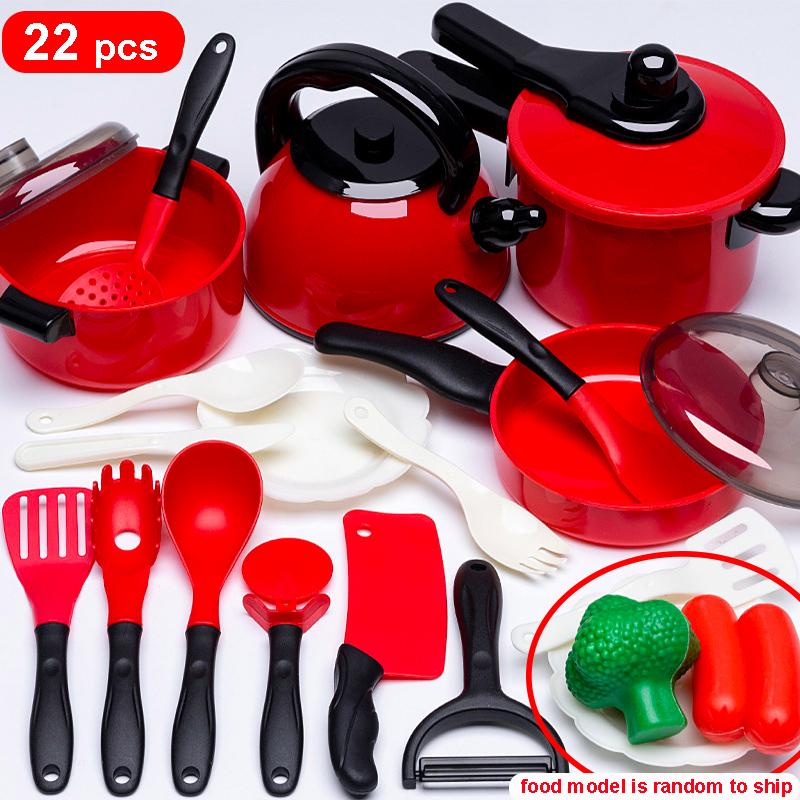 Red Kitchen Toys Kids Toys Simulation Food Cooking Girl'S Boys Educational Play House Interactive Toys For Children Pretend Play