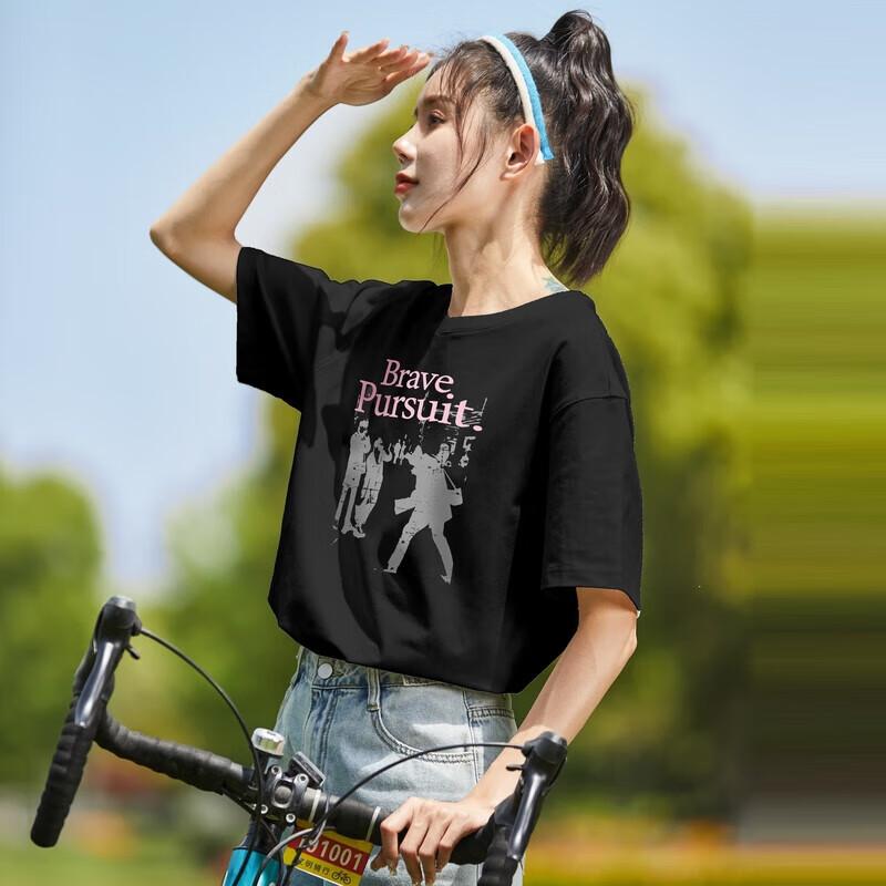 TonLion 2025 Women s Round Neck Printed Short Sleeve T-Shirt M