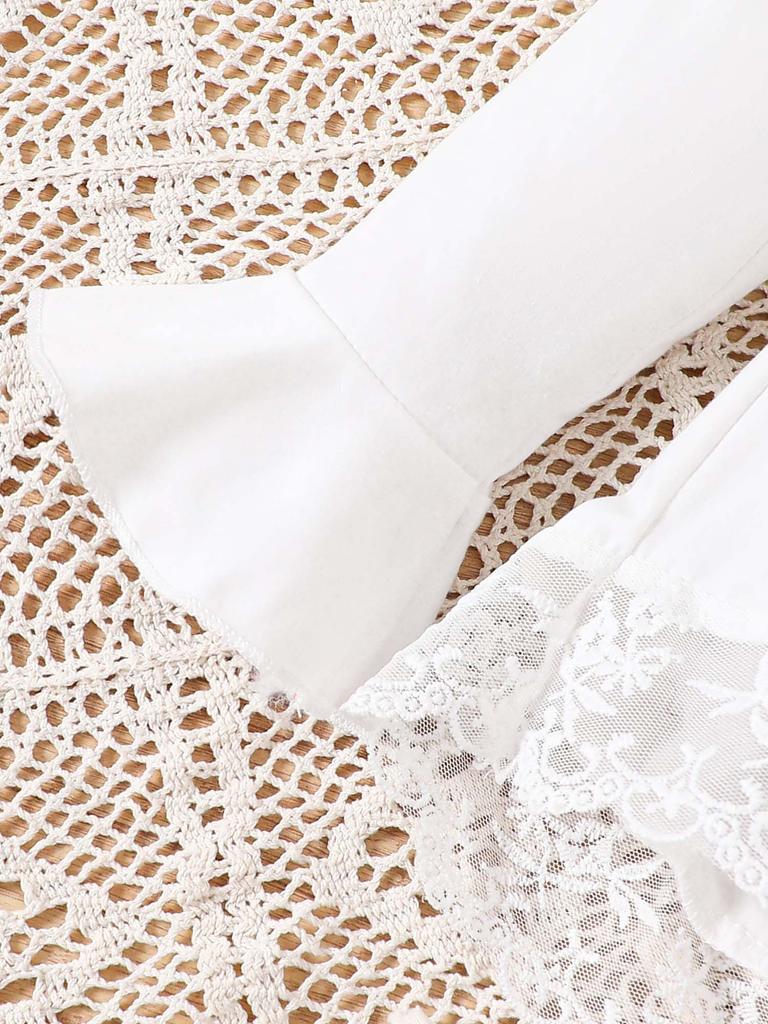 Süßes Kleinkind Mädchen Set Rüschenärmel Oberteil 0-2 Jahre Schleifen Hose 2-teiliges Outfit Neugeborenes Baby Mädchen Kleidung Prinzessin Stil Sommer Frühling