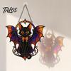 Cute Animal Themed Gift Halloween Bat Cat Suncatcher, Stained Glass Style Acrylic Sun Catcher, Gothic Black Catcher Hanging Ornament for Home